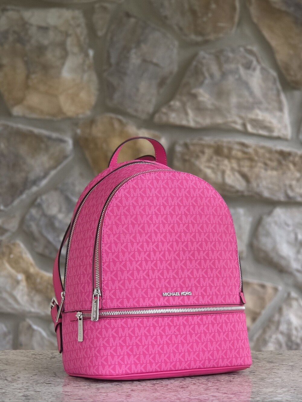 Michael Kors Rhea Medium Logo Pink Backpack